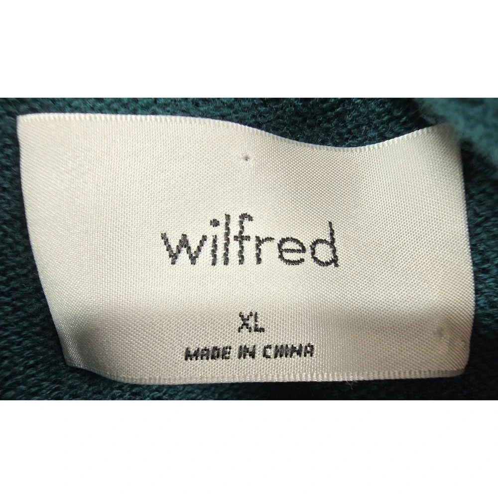 Aritzia Wilfred Womens Cyprie 100% Merino Wool Mockneck Sweater Teal Green XL